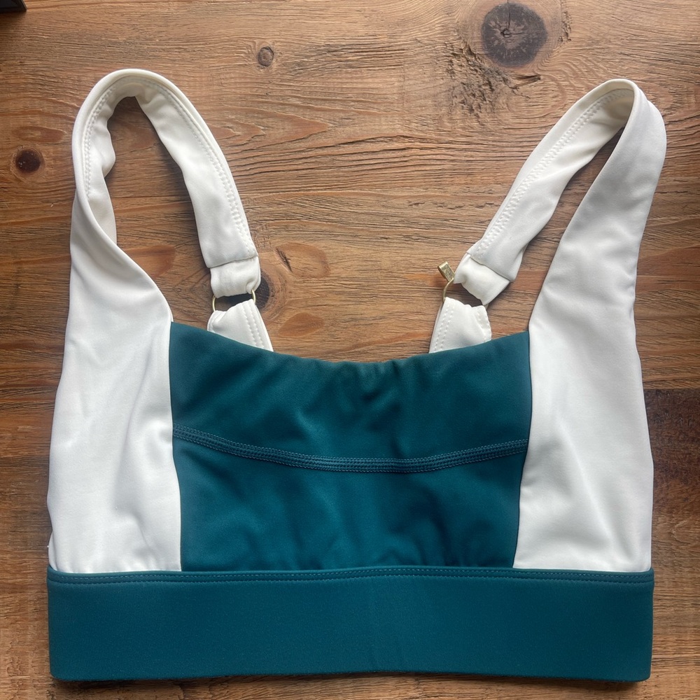 Teal and White Sports Bra